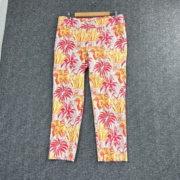J. McLaughlin  Pull-On Pants Sz 14 Multicolor Tropical Print Maisie-Travel - Picture 2 of 6